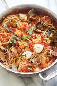 One Pot Seafood Pasta Easy Seafood Pasta Cooked In One Pot Quick And Delicious Dinner That You Can Whip Seafood Dinner Seafood Pasta Recipes Seafood Recipes