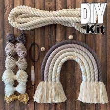 Diy Macrame Rainbow Kit Baby Room Decor Do It Yourself Rainbow Macrame Wall Hanging Fiber Rainbow Nursery Decoration Rainbow Macrame Rainbow Diy Diy Kits