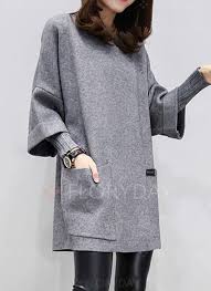 S'il ne faut en choisir qu'un, le ¾ est un bon investissement. Povsednevnoe Dliny Vyshe Kolena Platya Cveta Sploshnogo S Rukavami 3 4 Shift Dress Short Mini Dress Sweatshirt Dress