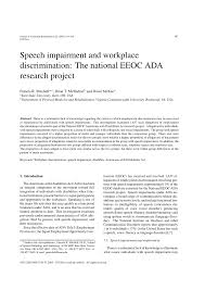 Pdf Speech Impairment And Workplace Discrimination The National Eeoc Ada Research Project