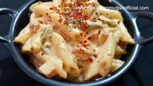 White Sauce Pasta Recipe Veg Mayonnaise Pasta Recipe My Kitchen My Dish White Sauce Pasta Veg Pasta Recipes Veg Mayonnaise Recipe