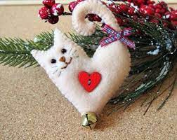 Cat Christmas Decorations Cat Christmas Tree Ornament Cat Felt Decoration Felt Christmas Decoration Cat Embroidery Christmas Gifts Christmas Ornament Crafts Felt Christmas Ornaments