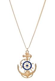 Sea Fathom Nautical Anchor Wheel Pendant Necklace In Navy Anchor Jewelry Stylish Jewelry Diamond Jewelry Designs