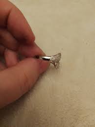 Silver Coloured Metal Ring+ Two Opposing Swathes Cluster Of Clear Crystals  UK P