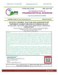 PDF) Quality Control Analysis And Assessment Of Different Market Brands Of  Ciprofloxacin