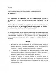 La designación de la autoridad a la que se dirigen. Derecho De Peticion Contra Electricaribe Informes Marckkevix04