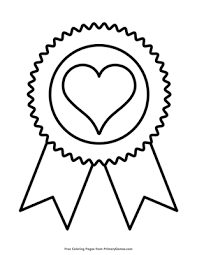 * * * * ribbon, decorative strip coloring page. Heart Award Ribbon Coloring Page Free Printable Pdf From Primarygames