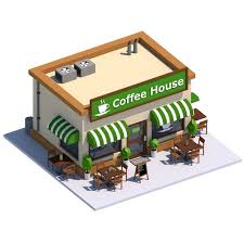 Low Poly Coffee House 3d Model Low Poly Max Obj 3ds Fbx C4d Png 500 500 Coffee House Isometric Design Low Poly