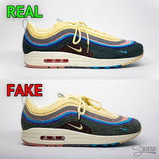 Off White Air Force 1 Black Real Vs Fake Most Comments Were Correct Bottom Is The Fake Real Vs Fake Comparison Air Max 1 97 Sean Wotherspoon Style Aj Sneaker