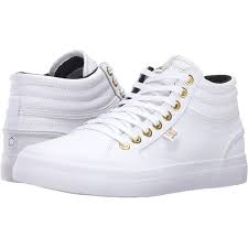 Black And Gold Dc High Tops Dc Evan Hi White Gold Women S Skate Shoes 49 Liked On Polyvore Featuring Shoes Sneakers White White G White And Gold Sneakers Shoes High Top Sneakers