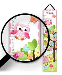Toad And Lily Pink Owl Personalized Growth Chart