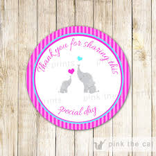 Download, print, or send online (with rsvp). Ipink Stripes Elephant Baby Shower Thank You Tags Party Labels Party Pink The Cat