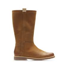 Clarks Comet Wild Kids Boots Tan Leather 10 5 F Medium Boots Girls Brown Leather Boots Kids Boots