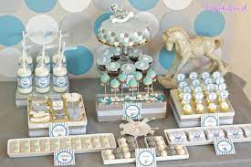 Pin By Malgorzata Jakimik On Dessert Tables Baby Shower Dessert Table Christening Dessert Table Baptism Cake Boy