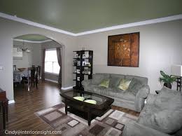 Bright Bold Green Ceilings Play Off The Light Grey Walls In This Living Room Dining Room Com Living Room Dining Room Combo Dining Room Combo Living Dining Room