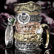 Scottish Thistle Wedding Bands Engagement Rings And Fashion Rings Made In Gold Silver Platinum Or Palladium Thistle Jewellery Thistle Ring Custom Jewelry