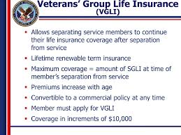 veterans group life insurance claim form rate chart phone