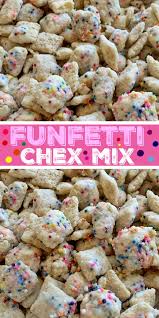 Melt the peanut butter with the butter or margarine and the milk chocolate. Funfetti Chex Mix Together As Family