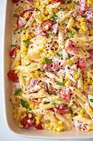 Recipe Creamy Ricotta Corn And Tomato Baked Ziti Recipe Vegetarian Recipes Baked Tomatoes Baked Ziti