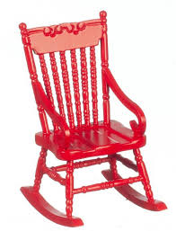 Rocking Chair Red Mary S Dollhouse Miniatures In 2020 Rocking Chair Red Rocking Chair Wooden Rocking Chairs