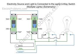 Run a 3 wire cable from switch #1 to switch #2, then a 2 wire cable from #2 to the first light, then to each light after that. How To Wire A 3 Way Switch With Multiple Lights Electric Problems