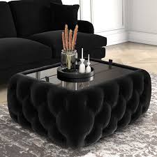 Check spelling or type a new query. Black Velvet Storage Coffee Table With Glass Top Buttoned Clio Buyitdirect Ie