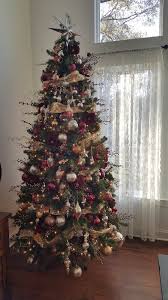 Burgundy Ruby Red Maroon Gold And Silver Christmas Tree Victorian Christmas Red Christmas Decor Traditional Christmas Tree Gold And Silver Christmas Trees