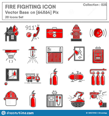 Firefighting And Fire Protection System Safety Icon Set Firefighter Equipment Tools For Building Fire Prevention Systems Stock Illustration Illustration Of Pipe Accident 180079998