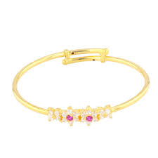 Baby Girl Gold Bangle With Cz Stones Adjustable Gold Bangle Babygirl Baby Size Kids Size Czstones Indianstyle G Wholesale Gold Jewelry Jewelry Gold