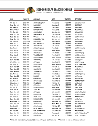 Find the complete nhl schedule by day and team, including, time, place, results and the latest updates at puckpedia. Nhl 2019 20 Season Schedule Chicago Blackhawks Games Dates Times Second City Hockey