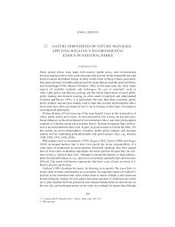 Pdf Nature Diminished Or Nature Managed Applying Rolston S Environmental Ethics In National Parks