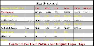 size chart for jerseys football