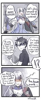 A certain someone better not get up in arms about this one againshould i do a full demo with them?#fgo #lb6. Fate Grand Comic Happy Birthday From Melusine