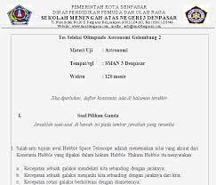 Pengamat (dalam radian), d adalah diameter objek langit sebenarnya dan r adalah jarak pengamat ke obyek langit,maka soal diatas dapat dikerjakan : Soal Tes Seleksi Olimpiade Astronomi Sma Soalujian Net