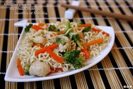 Nouilles Sautees Au Poulet Marine Carottes Et Brocolis Amandine Cooking En 2020 Recettes Wok Nouilles Sautees Poulet Nouilles Au Poulet