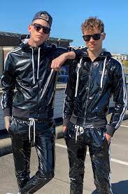 Pvc Tracksuit Jacket With White Stripes By Mr Riegillio Tracksuit Jacket Tracksuit Shiny Clothes