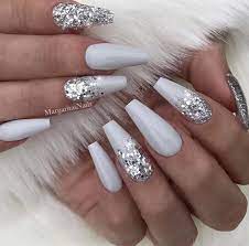 Nails Silver Nails Cute Acrylic Nails Christmas Nails Acrylic