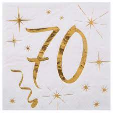 20 Serviettes Anniversaire 70 Ans Métallisées Or | 1001 Déco Table