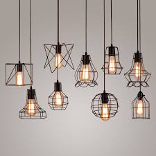 American Rustic Cord Pendant Lights Kitchen Island Light Retro Iron Cage Lampshade Warehouse Hanging Lamp Home Lighting Fixtures Pendant Lights Aliexpress