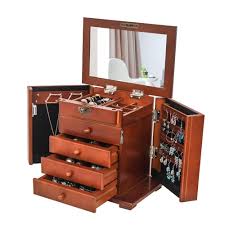 Large jewelry armoires are made to be durable and to maintain their sheen for years to come. Caja De Joyeria De Madera Extra Grande Marron Armario Gabinete En El Pecho De Almacenamiento De 4 Cajones Ebay