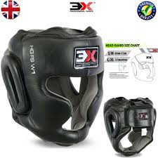 3x Sports Head Guard Cowhide Leather Boxing Mma Protector