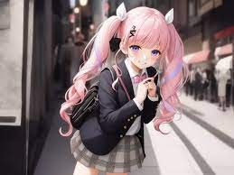ピンク髪ツインテール制服少女集 | Aipictors