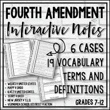 Fourth Amendment Landmark Cases Interactive Notebook Pages Vocabulary Words Interactive Notes Landmark Supreme Court Cases