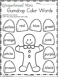 Gingerbread Man Color Words Madebyteachers Christmas Kindergarten Gingerbread Worksheets Preschool Christmas