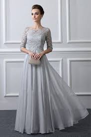 Sliver Lace Mother Of The Bride Dresses 3 4 Sleeve A Line Chiffon Formal Dresses Mother Bride S Mother Of Groom Dresses Groom Dress Mother Of The Bride Dresses