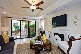 A living room gets a spring refresh with simple florals, candlelight, and light fabrics. Cozy Small Living Room With Flat Screen Tv And Ceiling Fans Decorating Ideas Ceiling Design Living Room Small Living Room Design False Ceiling Living Room