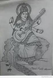 Images of fish are considered auspicious. Pencil Sketch Of Saraswati Maa Desipainters Com