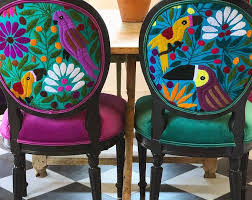 Eclectic Boho Dining Chairs Etsy Boho Dining Chairs Funky Painted Furniture Boho Chair