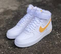 Black Air Forces With White Check Nike Air Force 1 High White Mustard Nike Shoes Air Force Sneakers Fashion Snicker Shoes
