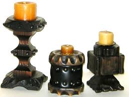 Group several for a glamorous display or place one alone to take center stage on an accent table. Lot Of Three Spanish Wood Pillar Candle And 50 Similar Items